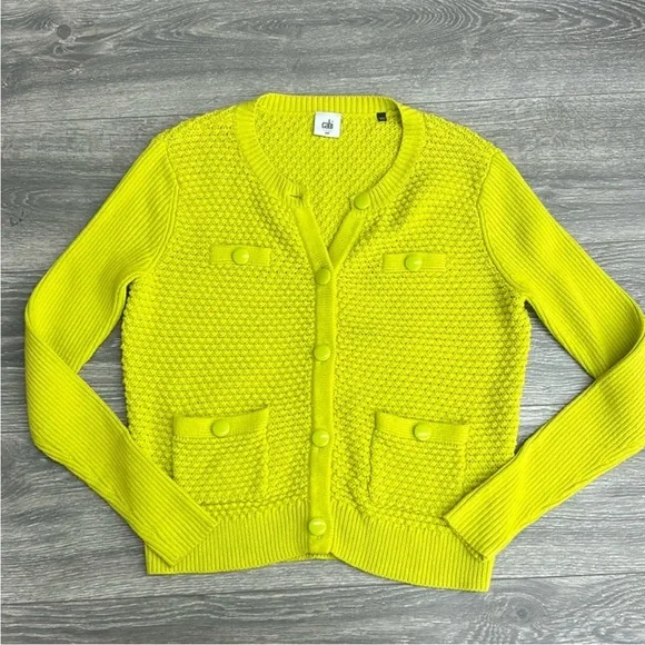 Cabi Loren Chartreuse Green Cardigan size M - Picture 8 of 10